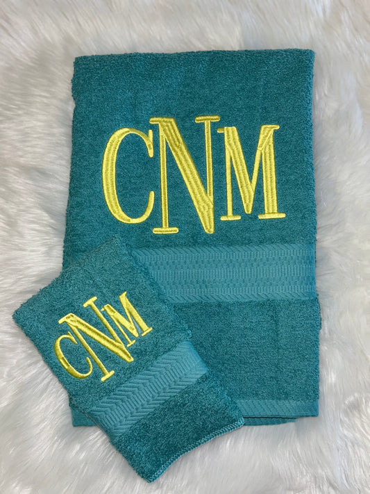 Personalized Monogram Bath Towel Set